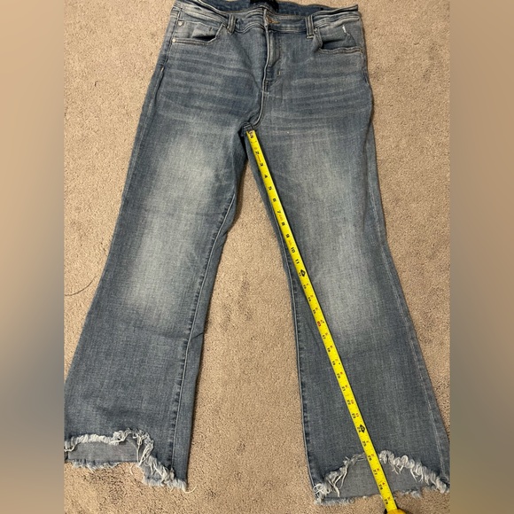 Liverpool Los Angeles Crop Flare 5-Pocket Hi-Low Fray Hem - Size 32 / 14 - Picture 5 of 5